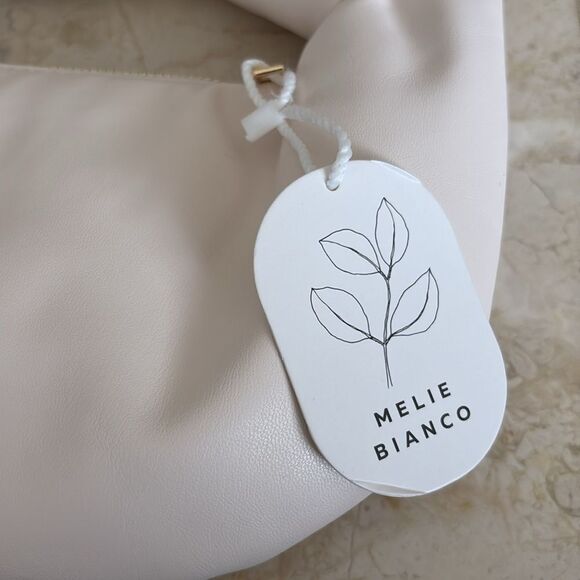 NWT Melie Bianco Alexandra Vegan Leather Top Knot Crescent Bag Soft Pink - Picture 7 of 9